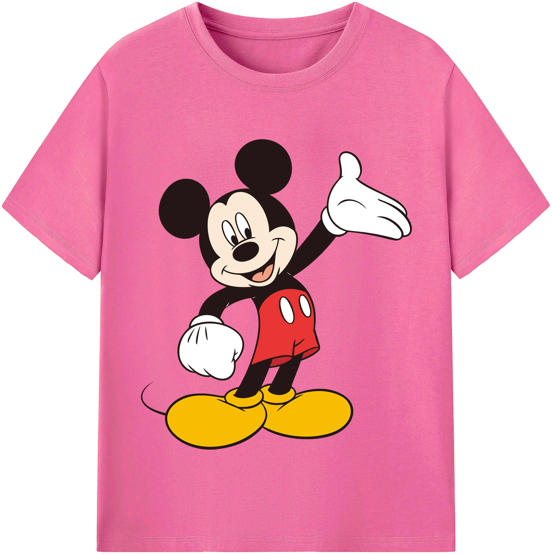 （画像用） ミッキーマウス Mickey Mouse レディースカジュアルプリントTシャツ（綿100％）